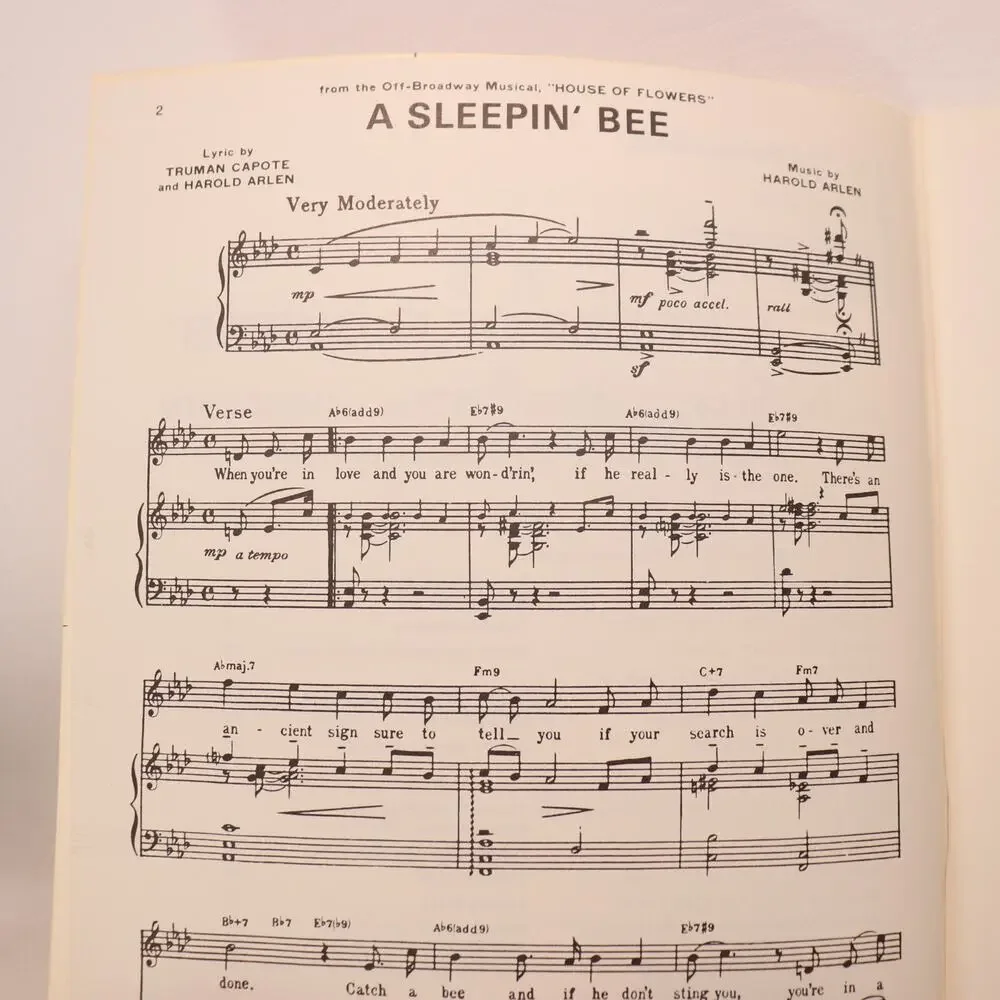 House of Flowers Vocal Selections Songbook Truman Capote 1968 Harwin Musical